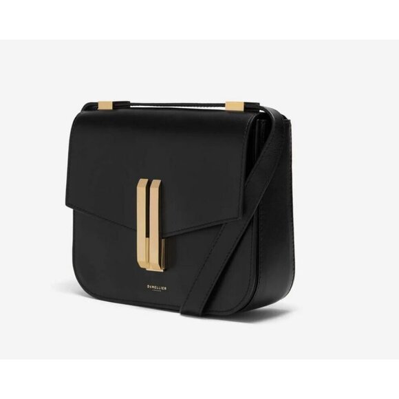 DEMELLIER London Vancouver smooth leather women's crossbody bag- Black